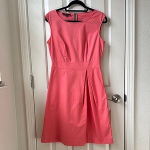 Lafayette 148 Cotton Twill Sheath cocktail Career Pleat Dress Coral Pink Size 6